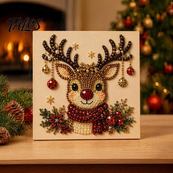 Regali di Natale pensati per gli appassionati Kit Artistico Pittura su Tela con Perle Finte Fai da Te, Kit per Artigianato con Perline Divertimento in Famiglia Adulti, Principianti, Babbo Natale Carino