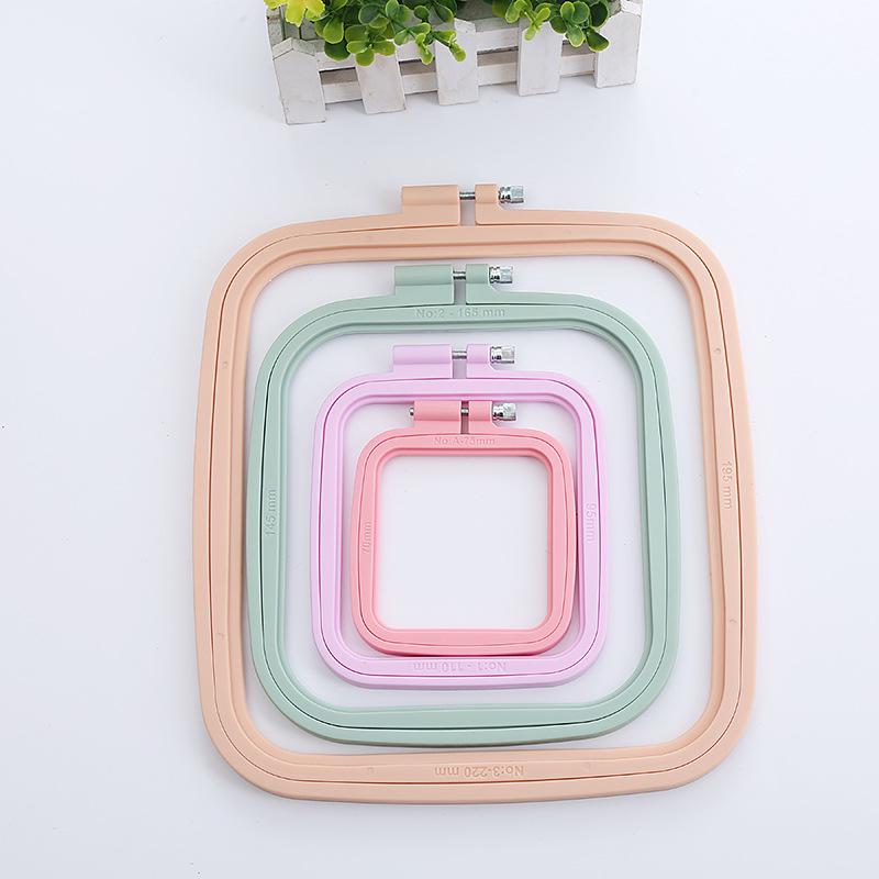 Set di Telaio per Ricamo Quadrato Off-White Colore Caramella ABS - Varie Misure