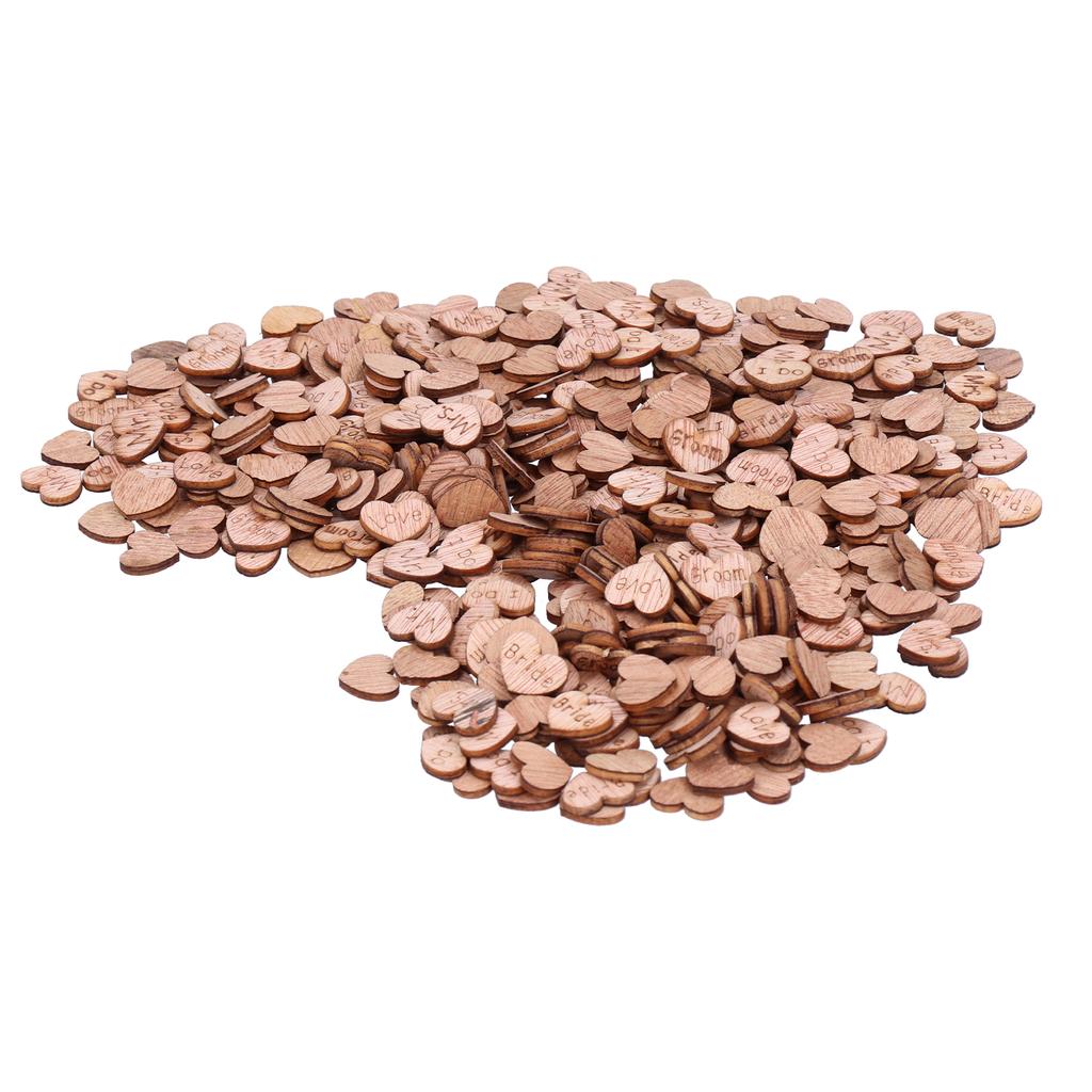 500 Stück Herzform Chips Holzmaserung Scheibe Dekoration DIY Handgefertigt Scrapbook Basteln