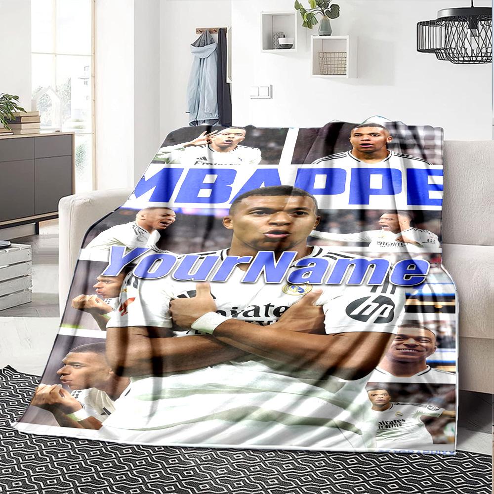 Mbappe Text Decke Geschenk Personalisierte Decke Warme Dekoration für Picknicks Bett Büro Sofa Vier Jahreszeiten Universell