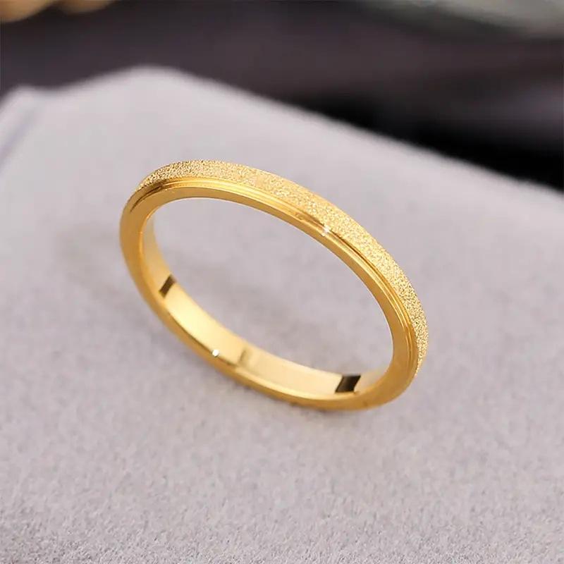 2mm4mm6mm Stainless Steel Matte Rose Gold Ring Step Plain Ring European and American Titanium Steel Ring Ring