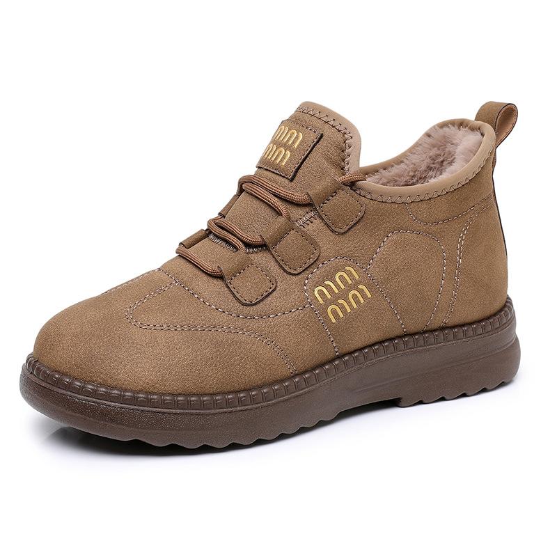 

Обувь женская 2025 зима новая женские хлопковые сапоги женская обувь бархатные туфли для мамы повседневные универсальные теплые на одной педали 41 верблюд