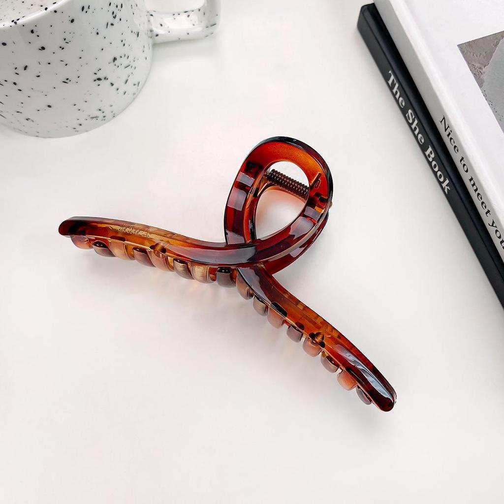 Korean Style Transparent Arc Semi-Circular Hair Clip for Women's Updo - High-End Hollow Shark Clip