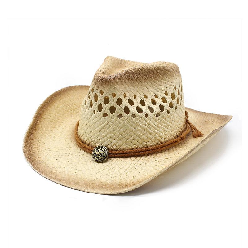 Suede Textured Western Cowboy Hat Men'S And Women'S Vintage Belt Big Eaves Outdoor Shade Jazz Hat