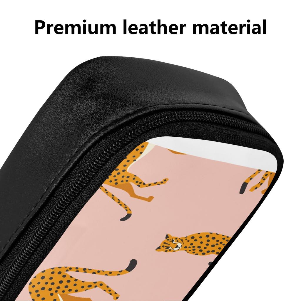 Multipurpose Smooth PU Leather Pencil Case with Small Accessory Pocket for Home Office and Travel