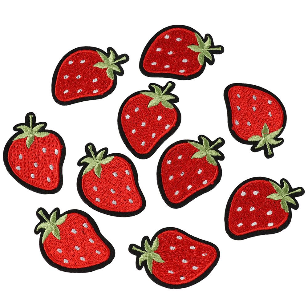 50 PCS Red Cartoon Fruit Iron On Patches 1.7x1.2inch Clothing Appliques  for Jackets Jeans