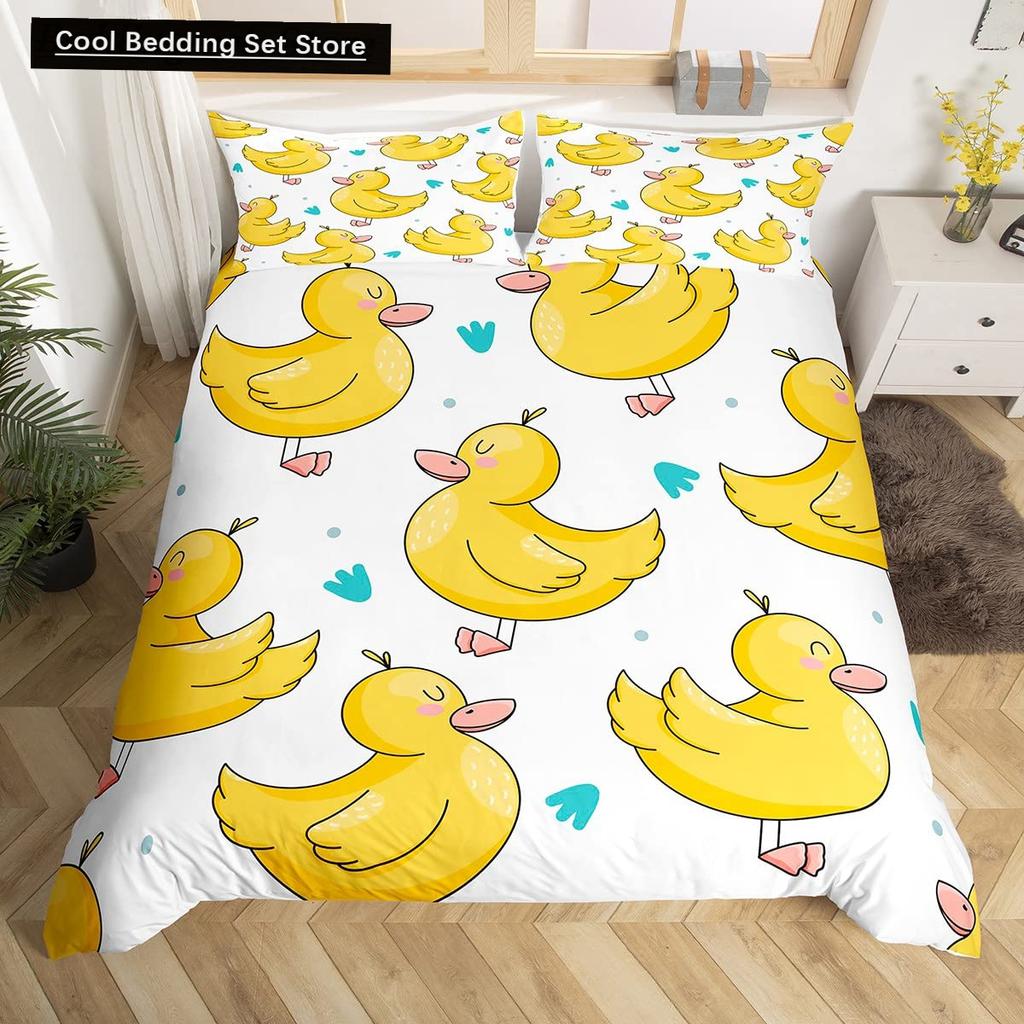 Uroczy kaczor król królowa poszwa na kołdrę kreskówka biała gęś zestaw pościeli zabawny wiejski zwierzęcy poszwa na kołdrę poliestrowa poszwa na kołdrę