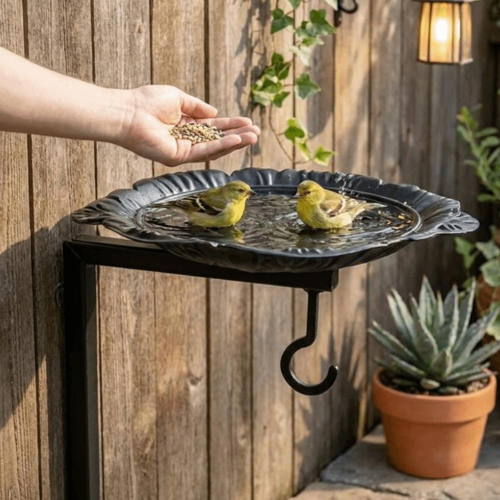 Cast Iron Wall Mounted Bird Feeder Vintage Metal Bird Bath Bird Feeding Station Outdoor