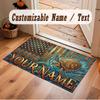 Octopus Sea Life Theme Crystal Velvet Floor Rug Personalized Custom Name Text Warm Carpet Home Decoration