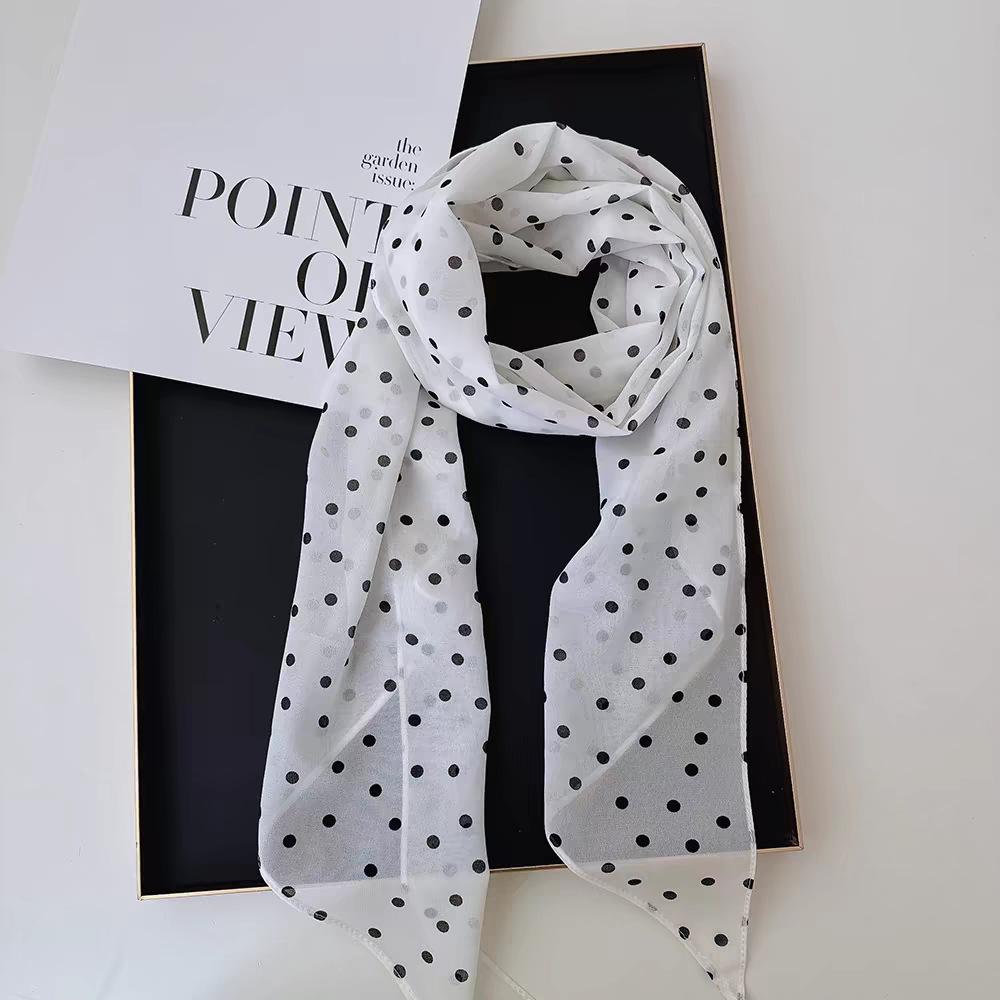 Brown Polka Dot Silk Scarf: Versatile 2025 Hair Tie & Neck Wrap Accessory