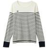 Sancai Plus Size Embroidered Striped Knitted Sweater