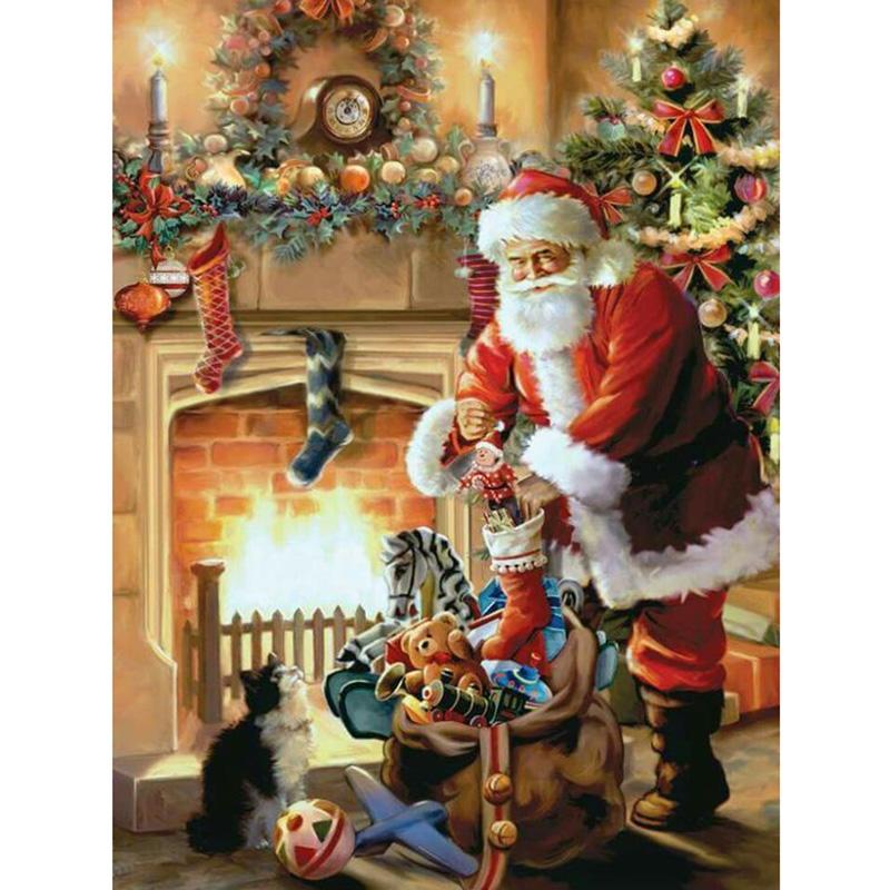 DIY 5D Diamond Painting Santa Claus Cartoon Full Round Drill Diamond Embroidery Christmas Winter Snow Cross Stitch Home Decor