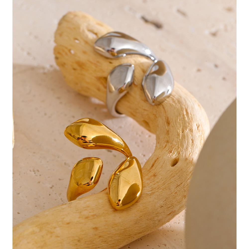 Yhpup High Quality Smooth Stainless Steel Geometric Casting Ring Gold & Platinum Plated Distinctive Daily Wear Finger Jewelry