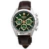 SEIKO 1/5 Second Chronograph Quartz Wristwatch Mens SBTR017 Green Brown Leather