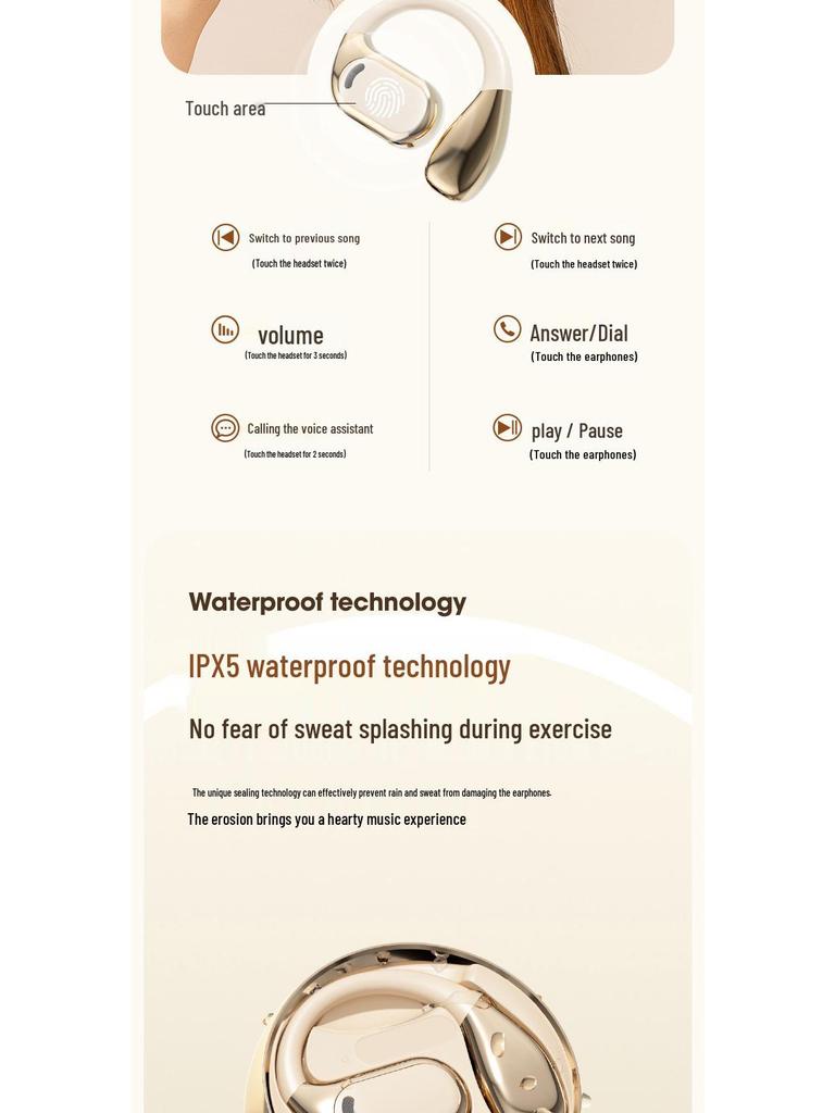 Chengruida M76 Open-Ear Wireless Bluetooth Running Earphones 5.4