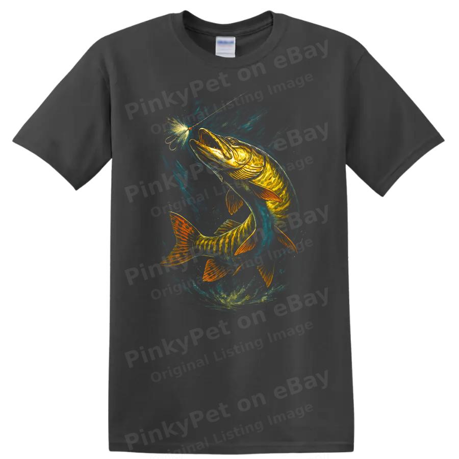 Muskie Fishing T Shirt Fish Artwork Angler Gift Adventure Tee