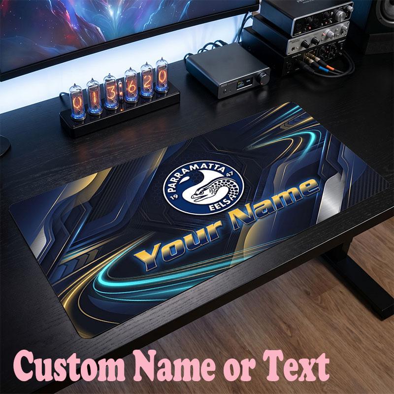 Parramatta Eels Customized Name Text Mouse Pad, Large Desk Mouse Mat Personalized Home Office Present