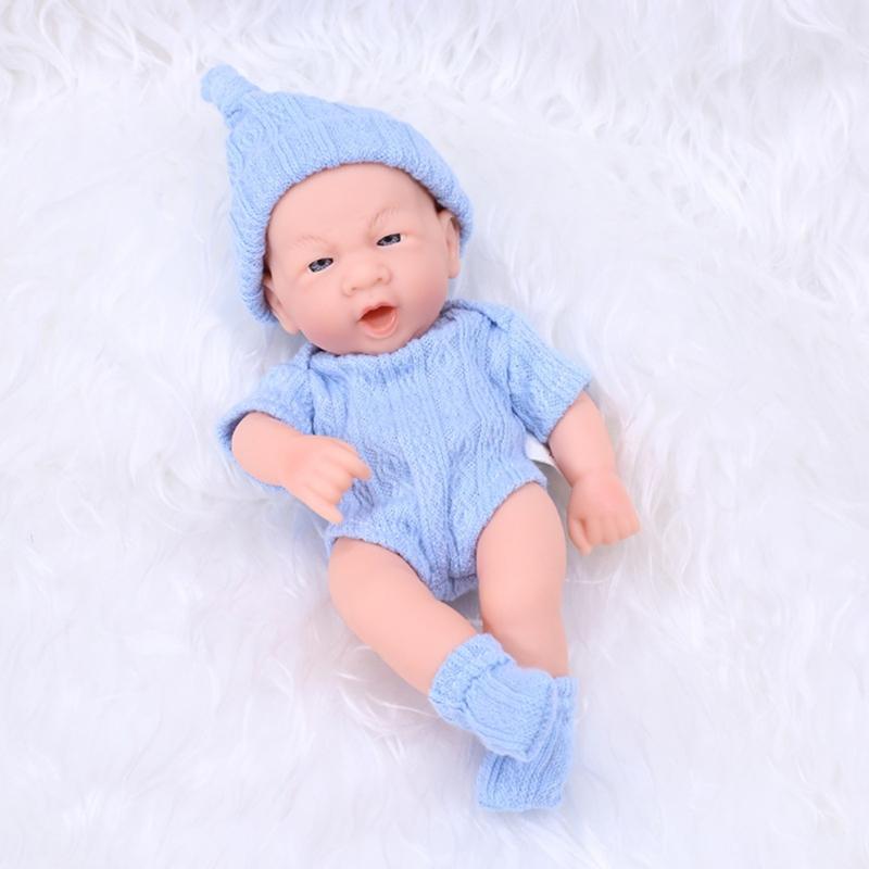 7.87 Inches Reborns Popular Pouting Cute Girl Doll with Knit Sweater Hat Soft Cuddle Doll for Toddler Birthday Gift