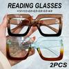 2pcs Fashion Reading Glasses for Women Men, Comfortable Vintage Style Frame, Suitable for All Face Shapes, Suitable for Wearing
