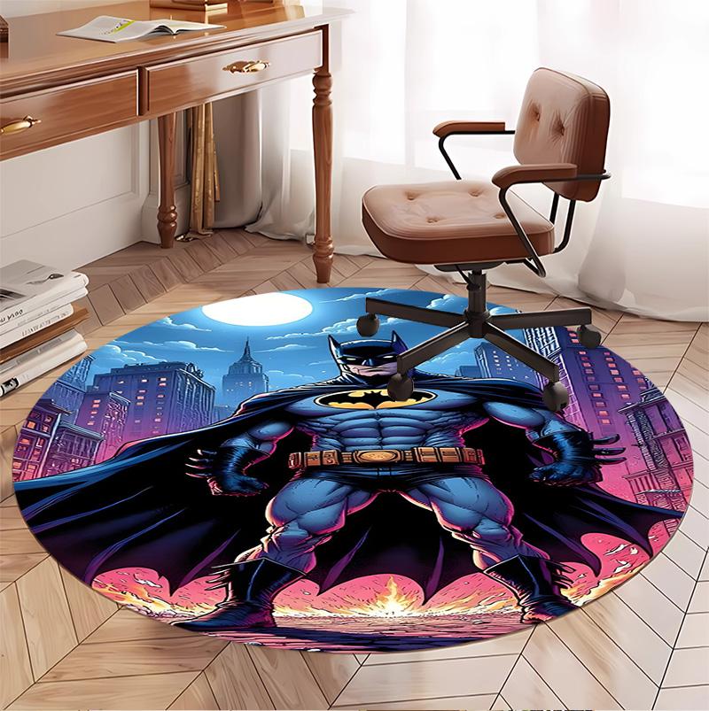 Batman Pattern Round Rug, Indoor/Outdoor Mat, for Picnic, Gameroom, Bedroom, Office, Living Room, Home Decor Carpet, Birthday Gift