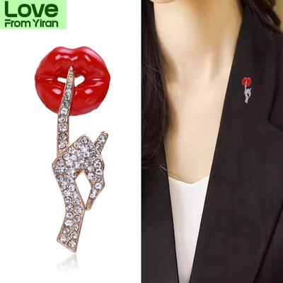 Brož Rty Roztomilá Osobnost Univerzální Dámské Doplňky Jednoduchý Temperament Svetr Kabát Oblek Dekorace