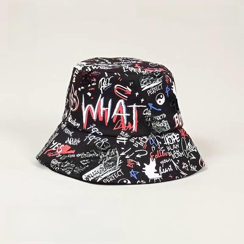 

Graffiti Sunshade Print Fisherman Cap With Wind Resistant Fabric For Seasons All