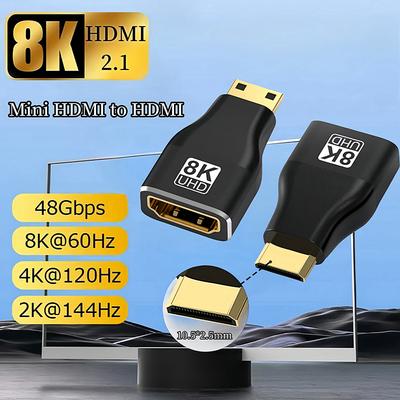 HDMI-Compatible Adapter Mini HDMI Micro HDMI To HDMI Adapter 8K@60Hz 4K@120Hz/144Hz Male To Female Converter For HDTV Laptop PS3