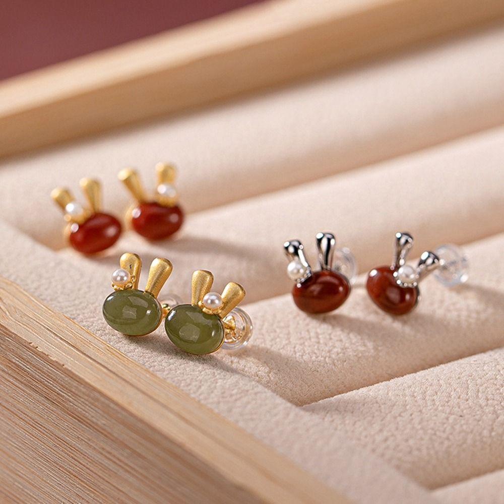 

Новогодние серьги Женские серьги Серьги-кролики Серьги-пусеты с жемчугом Серьги