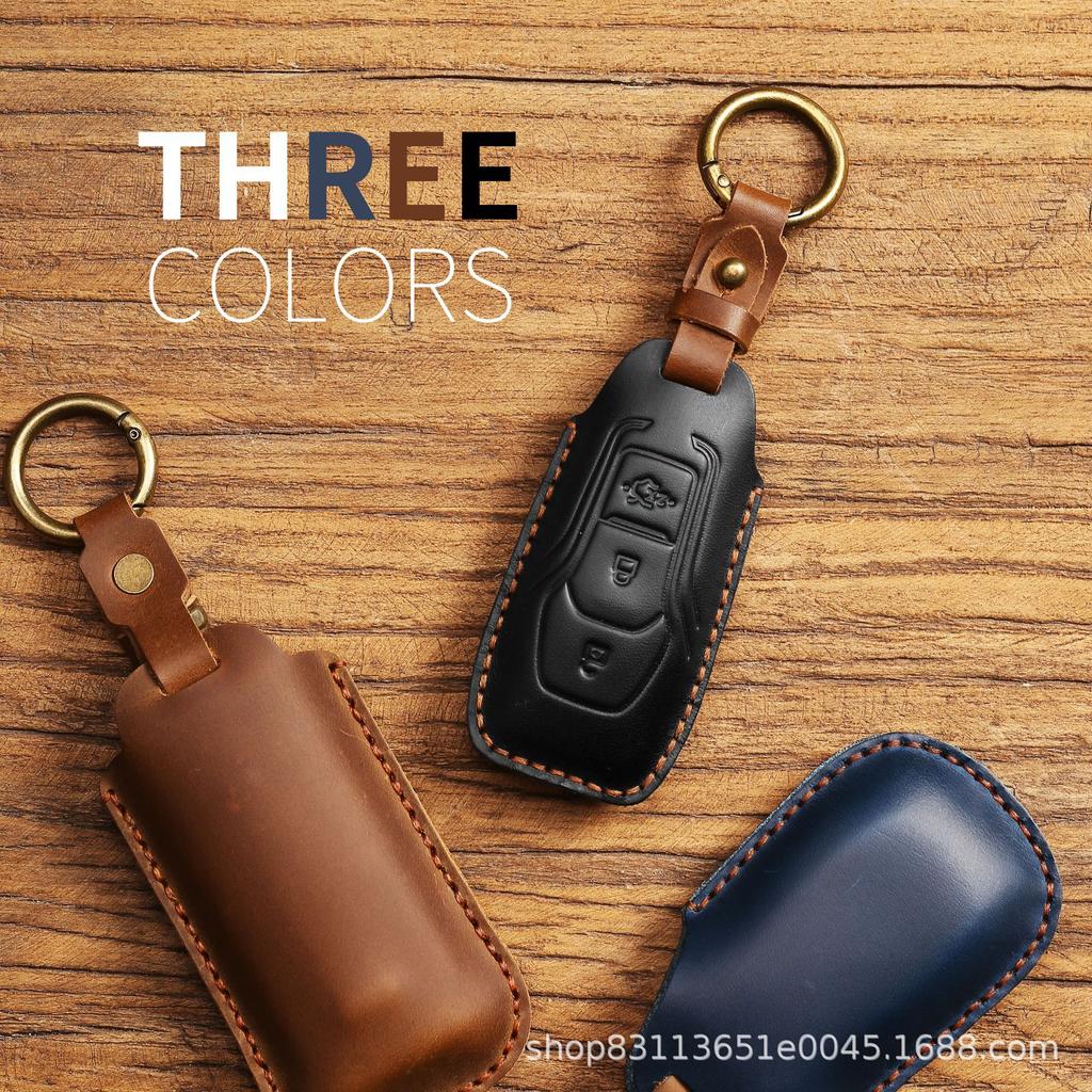 Leather Shell Fob Holder Car Key Case Cover For Ford Figo 2017 Mondeo 5 Ecosport Fiesta Everest Ranger Fusion Kuga Escort F150