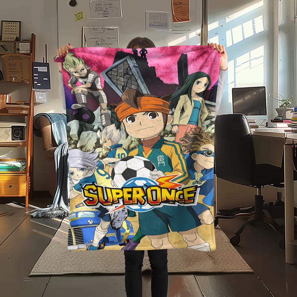 1Pc Inazuma Eleven Soccer Print Flannel Blanket, High Quality Comfortable for All Seasons, Home Decor, Warmth and Comfort, Perfect for Christmas Gifts