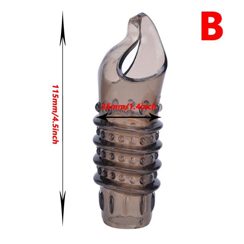 Penis Extender Cock Rings Reusable Delay Ejaculation Penis Condoms Dick Sleeve Silicone Glans Cover Enlargement Sex Toys For Men