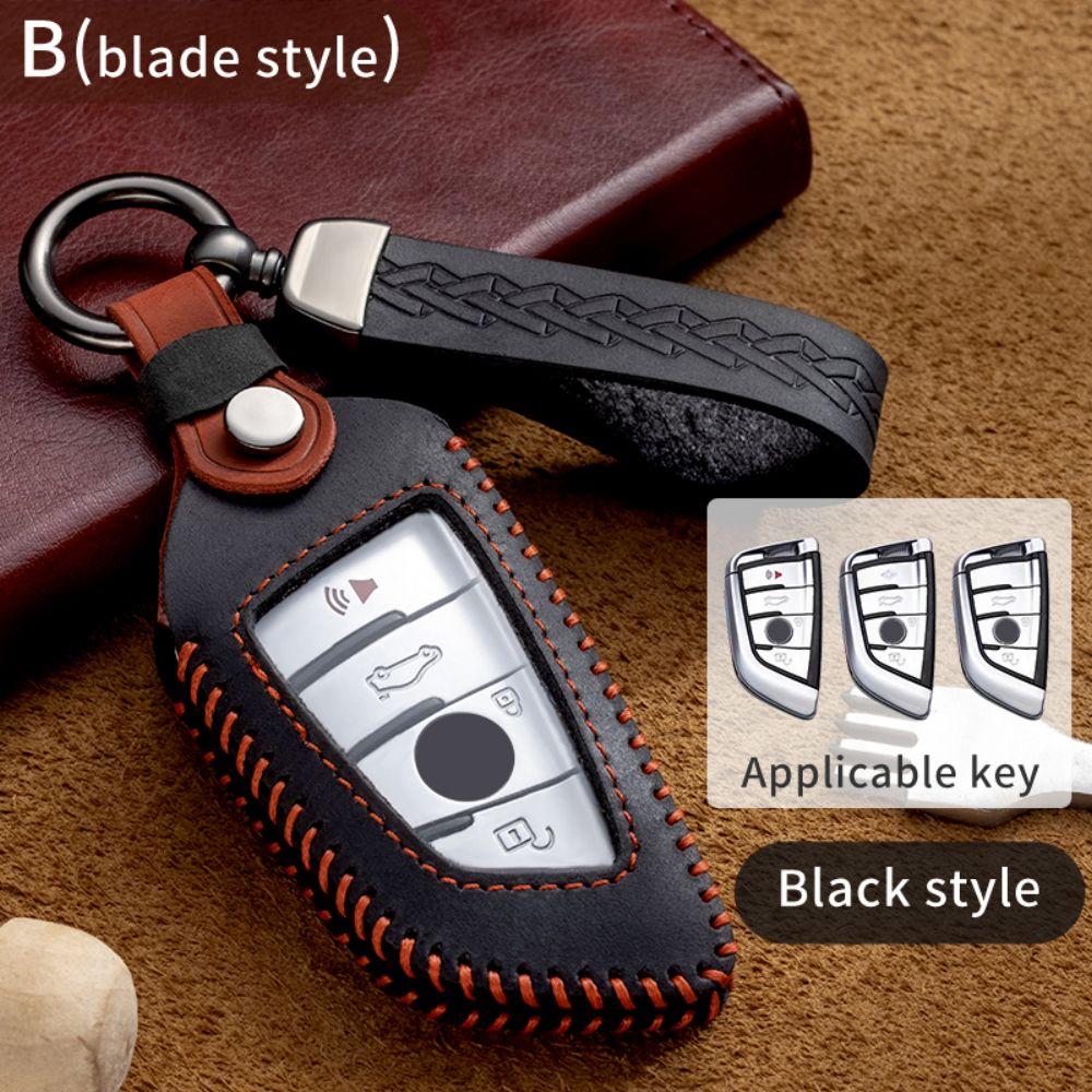 Leather Car Key Case Smart Remote Fob Protector Cover Keychain Holder for BMW 1 2 3 4 5 6 7 Series X1 X2 X3 X4 X5 X6 X7 GT M5 M6