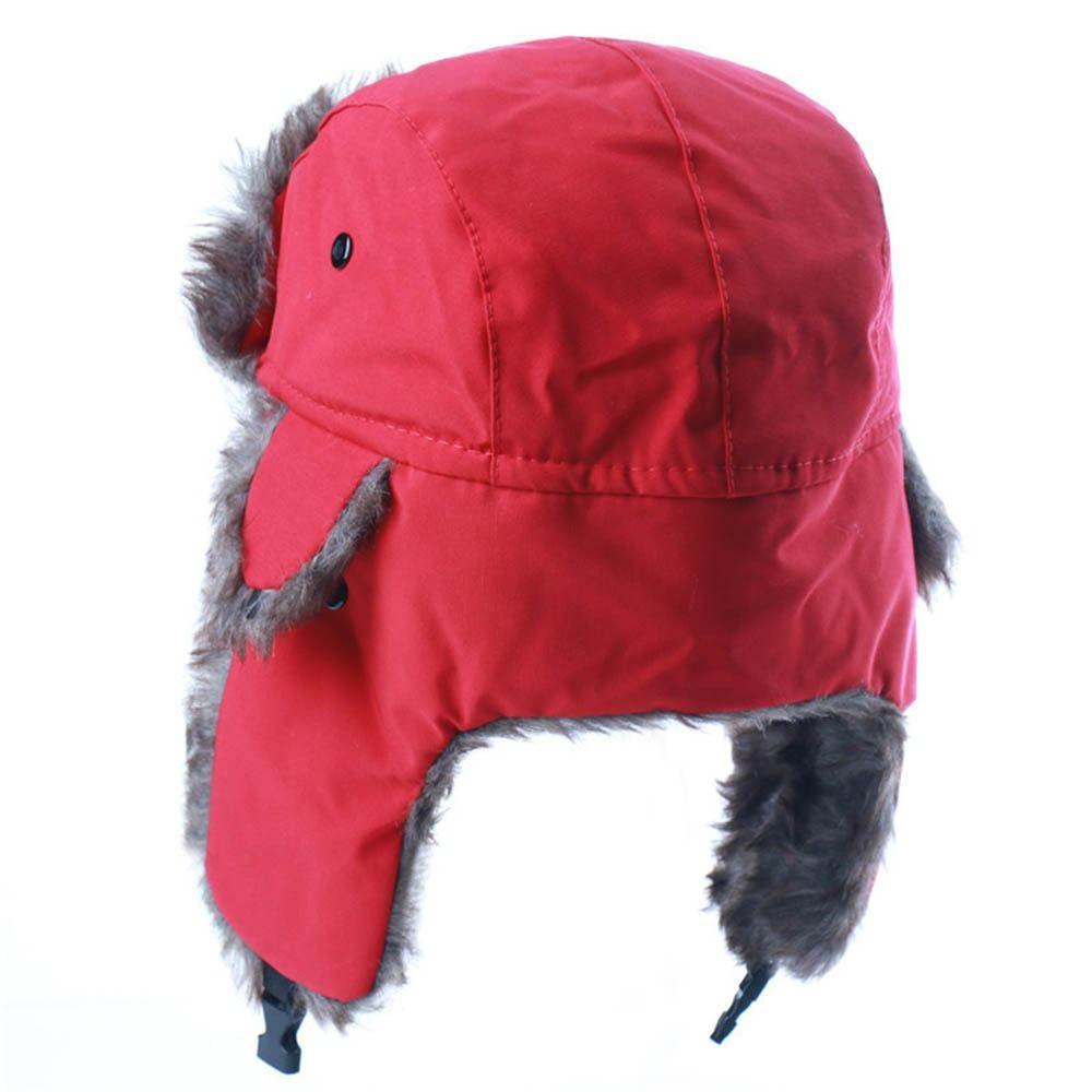 Female Cute Windproof Winter Faux Fur Outdoors Plush Hat Earflap Hat  Cap Ski Hat