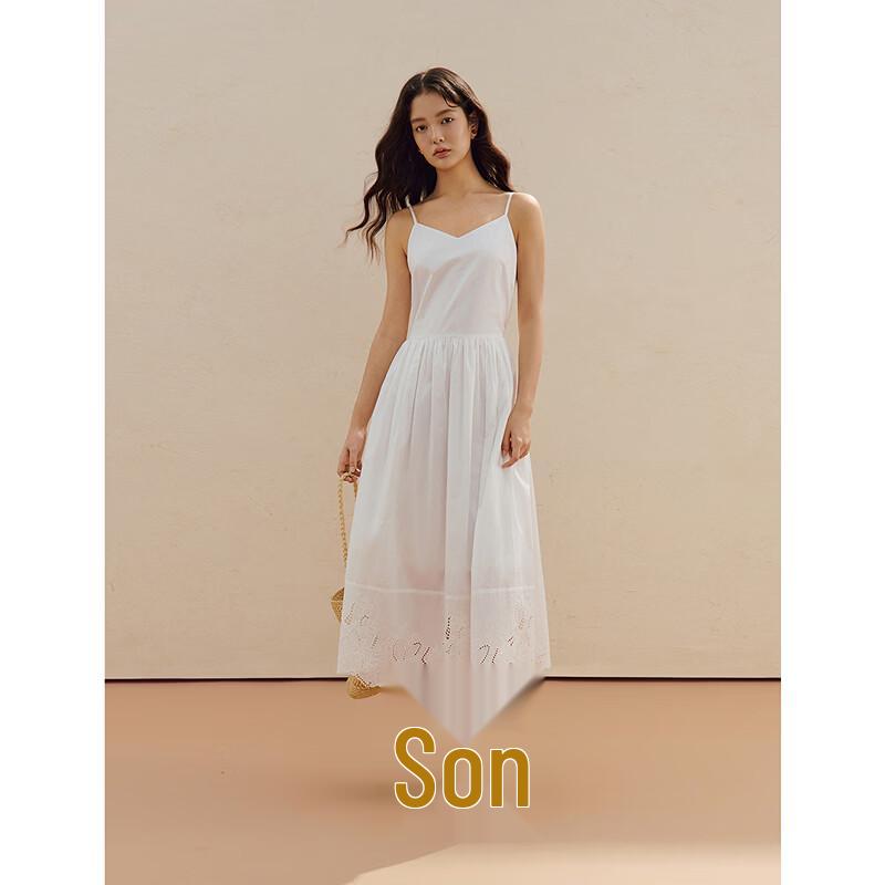 INMAN French V-Neck Embroidered A-Line Dress