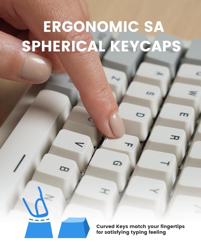 Perixx PERIBOARD-108RD Full-Size Mechanical Keyboard with Gateron Red Switches, Retro GrayWhite, US English Layout