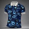 Men's Geometric 3D Print Polo Shirts Short Sleeve Collared Button Casual Athleisure Wear Spring & Summer Blue Yellow Green