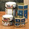 Boîte à thé hexagonale créative en fer blanc Boîte de rangement pour thé en fer blanc chinois Boîte à thé portable scellée Boîte vide Accessoires pour set de thé MIT