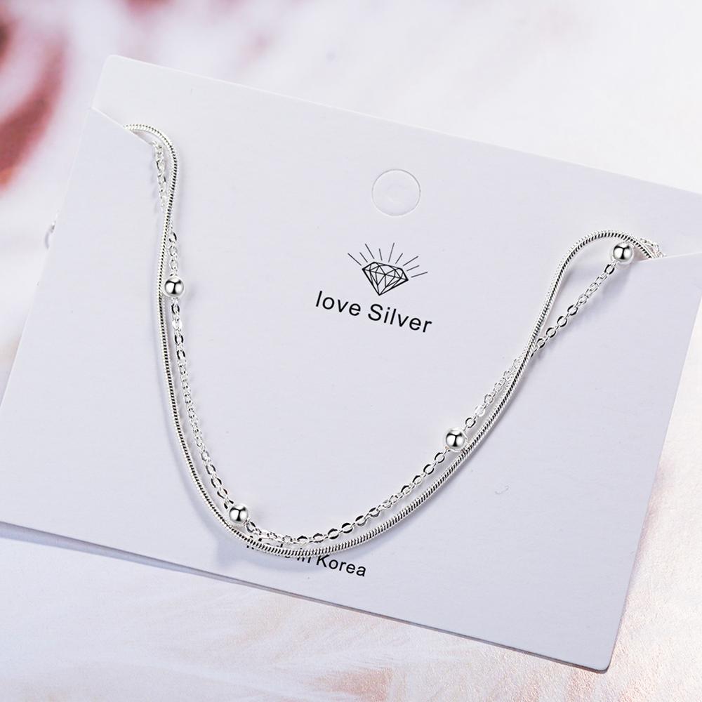 

Silver Color Double Layer Elegant Vintage Smooth Bangle Fashion Jewelry Bead Chain Bead Bracelet