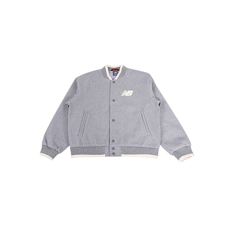 New Balance Athleisure SS25 Baseball Jacket Women s Heather Gray NAF12012-MGR M