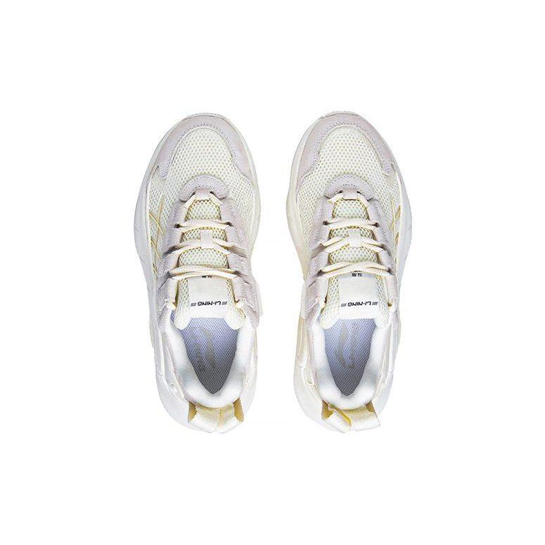 Li Ning Nebula 2K Textile, Synthetic Leather Low top Slip Resistant Abrasion Resistant Sports Casual Shoes Women's Ecru AGCT078-1