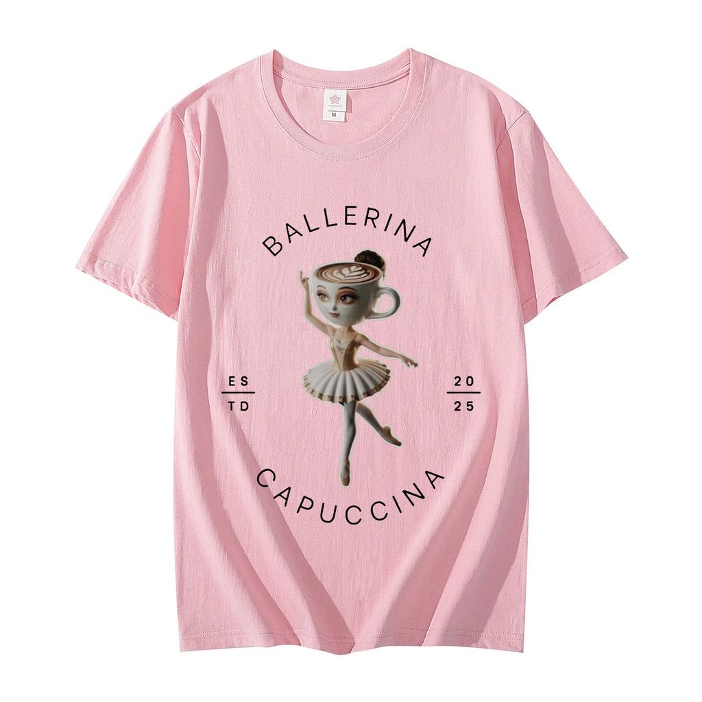 Ballerina Capuccina Funny Italian Brainrot Meme T Shirt Men Women Oversized Fashion Tshirt Summer Casual Pure Cotton Tshirts