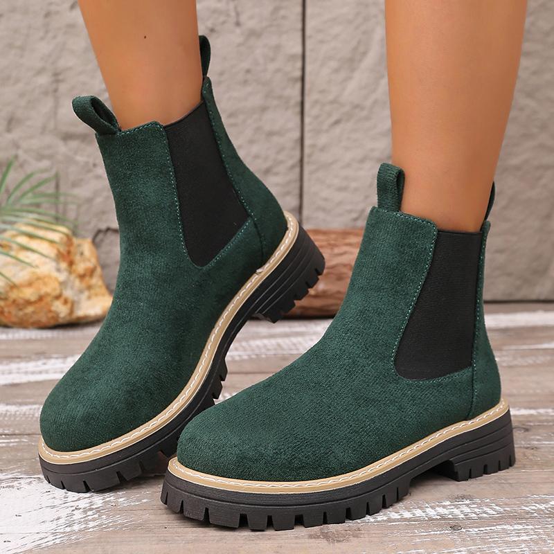 Classic Black Platform Ankle Boots Women Autumn Winter Faux Suede Chelsea Boots Woman Plus Size Slip On Short Booties Mujer 43