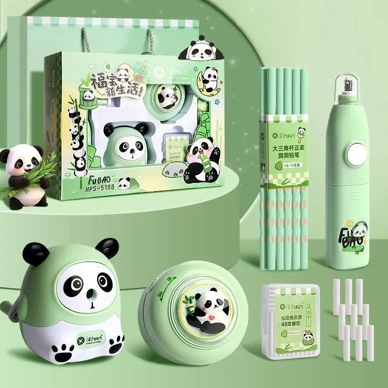 

Милый набор электрических канцелярских принадлежностей в стиле панды для подростков, пишущие принадлежности, школьные, офисные, рекомендованные учителем канцелярские наборы