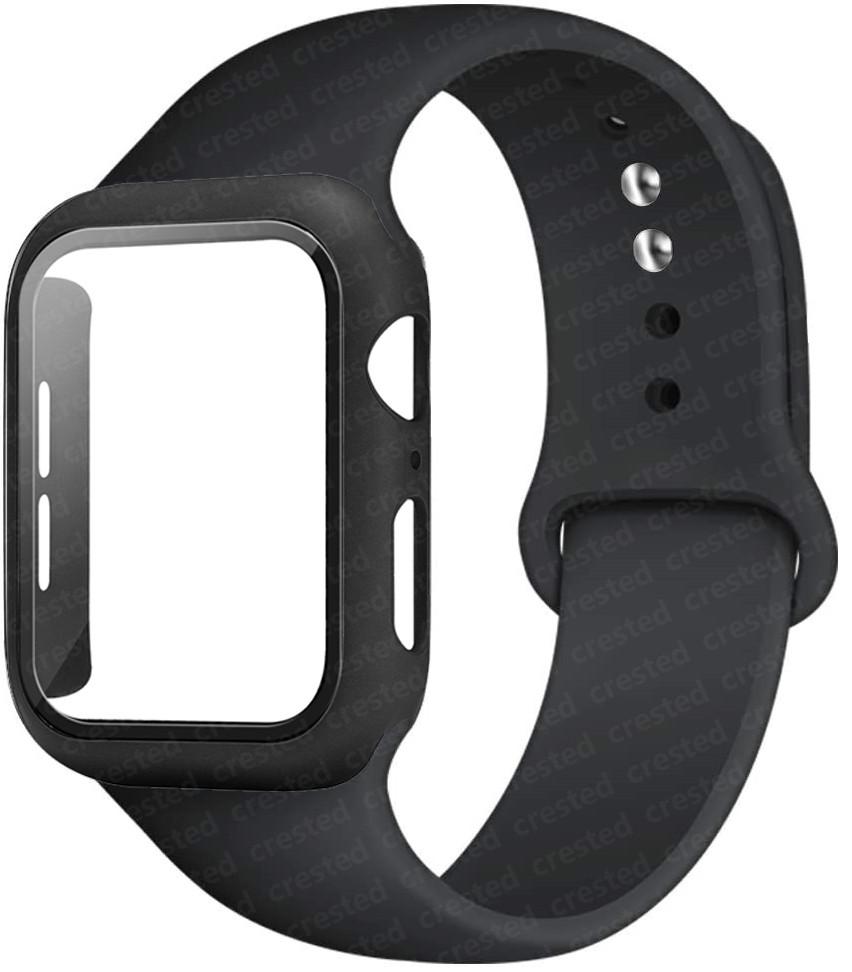 For Apple Watch Bands 46mm 44mm 41mm 40mm 45mm 42mm Silicone Correas Bracelet Iwatch Series 10 9 8 7 6 SE 3 11 Glass+Case+Strap