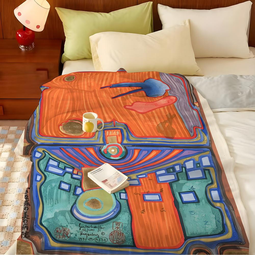 Künstler F-Friedensreich H-Hundertwasser Überwurf Flanell Überwurfdecke, Leicht Gemütlich, Strapazierfähig Waschbar süß Cool
