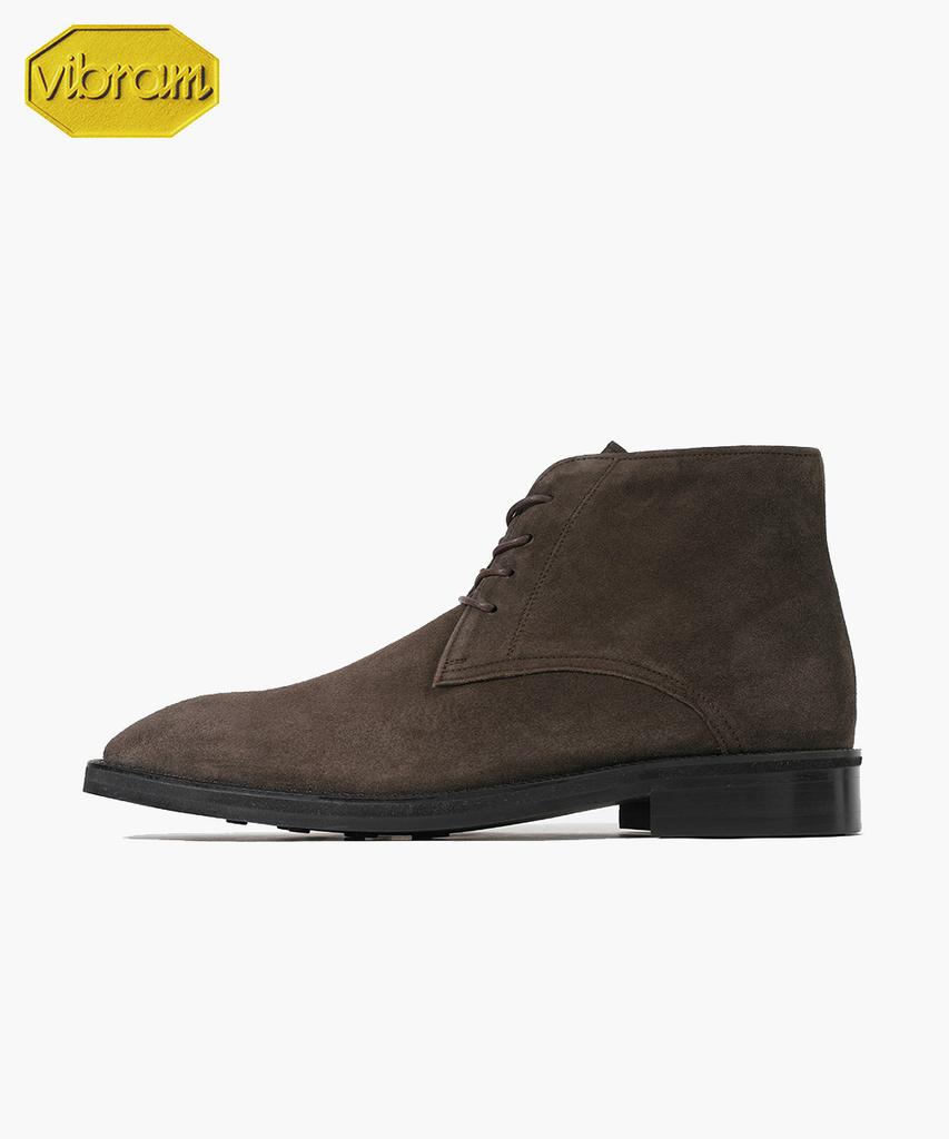 Firenze Atelier [Vibram] Semi-Square Standard Suede Chukka Boots 7200-Qs [Dark Brown]
