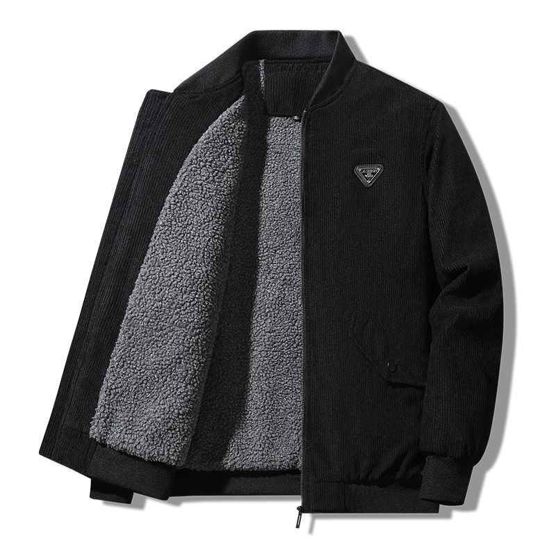Herrars Nya Höst- och Vinter Casual Fleece Varm Plus Sammet Kavaj Utomhus Lös Casual Jacka För Män
