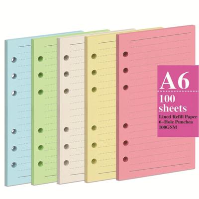 100 Blatt A5 A6 Loseblatt Bunt Ersatz 100G Daolin Papier Nachfüllung Innenseite Liniert Innenseitenpapier Schreibwaren