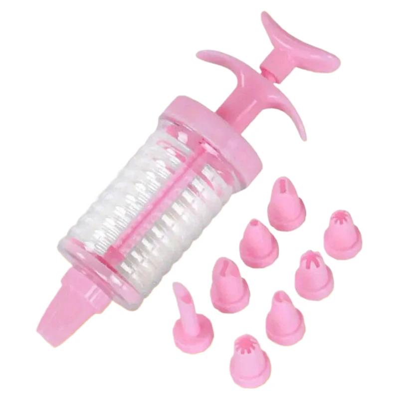 New 8 Pipe Nozzles with Syringe Plastic Cream Baking Nozzle Dispenser Icing Pastry Cream Tips Pastry Tube Decoration Tool