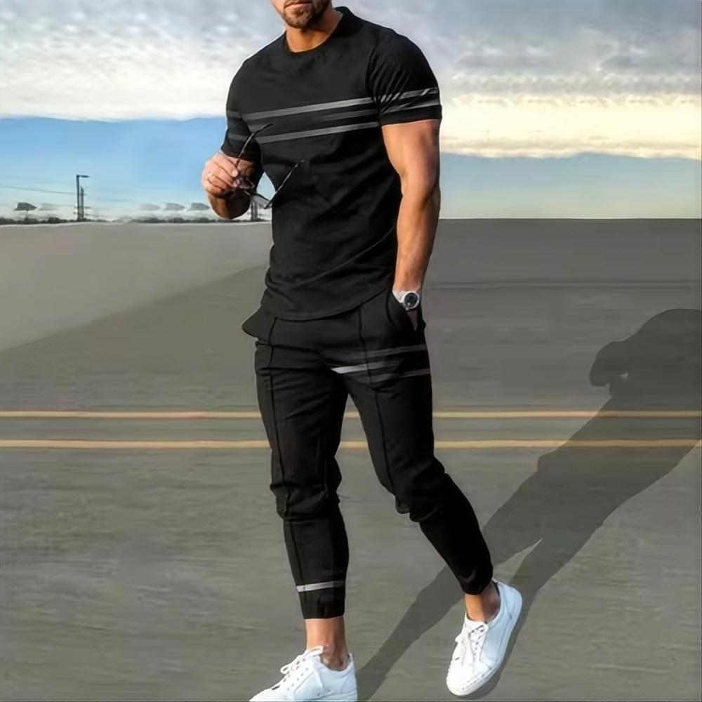 Summer Men's Sportswear Set Short Sleeved T-shirt Long Pants Two-piece Set Men's Sportswear 3D Printed Casual Trend Oversized